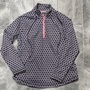 Talbots Navy and Pink Geometric 1/2 Zip